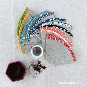 Filtre à café en lin naturel réutilisable et lavable à biais